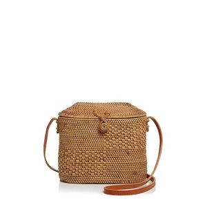 Street Level Straw Crossbody Bucket Bag